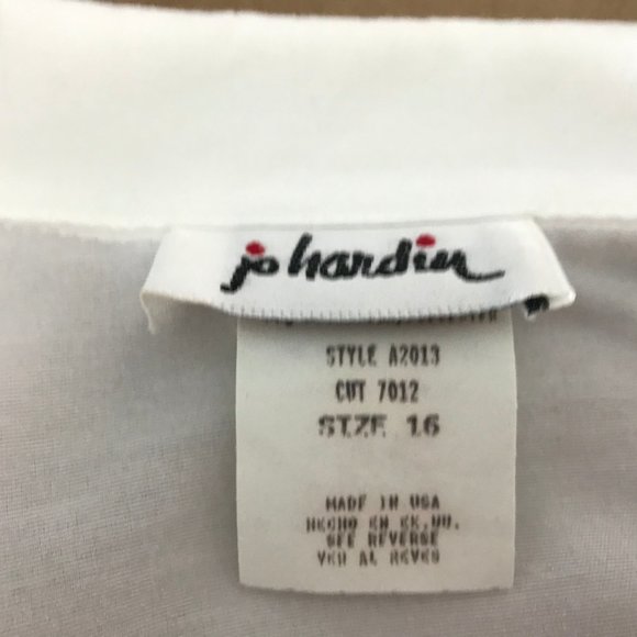 Jo Hardin Women's Top Size 16 White Blue Button Up - Picture 7 of 8
